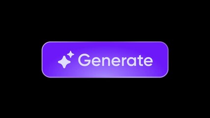 Fototapete - Generate AI button animation. Artificial intelligence in motion. Machine learning generation process. LLM data processing. Click for text, image generation. 4K Alpha Matte Mov Video Overlay