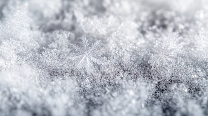 Poster - Close-up of snowflakes, macro image of snow in winter