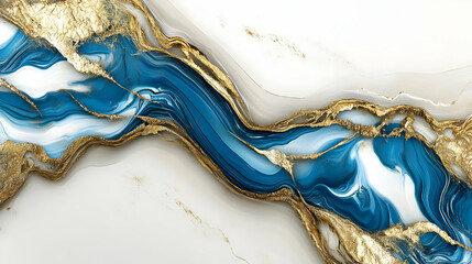 Sticker - Abstract Blue and Gold Swirls - Illustration