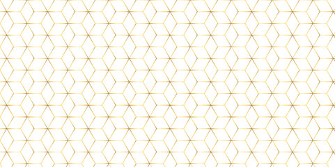 Seamless pattern with hexagon square gold cube geometric pattern shapes grid metal element texture design. vector tiles gradient science web tech connection triangle diamond honeycomb hexagon art.