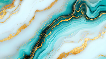 Sticker - Abstract Background with Blue and Gold Swirls