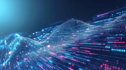 Poster - Futuristic big data stream and digital data flow, business analytics presentation
