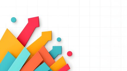 Aufkleber - Vibrant Complex Graph with Intersecting Line Charts Bars and Geometric Shapes Representing Multi Layered Data Analysis and Visualization on Clean White Grid Background