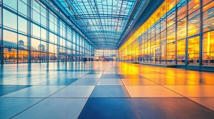 Poster - Modern Architectural Interior with Glass Reflections