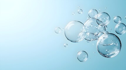 Aufkleber - Mesmerizing Suspended Bubble Art on Fluid Blue Gradient Background   Dynamic and ethereal aquatic wallpaper design with flowing