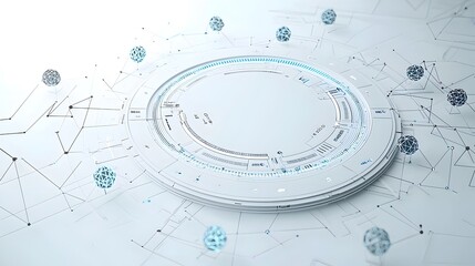 Aufkleber - Futuristic polygonal technology backdrop with interconnected geometric shapes representing big data and innovative tech advancements in a dynamic 3D rendered digital design