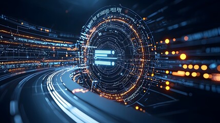Poster - Polygonal Data Visualization Backdrop with Futuristic Interconnected Geometry and Glowing Data Points Representing the Dynamic World of Big Data Analytics and Digital Technology