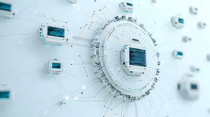 Leinwandbilder - Captivating 3D Rendered Polygonal Technology Backdrop Representing Big Data Processing and Cutting Edge Tech Innovation