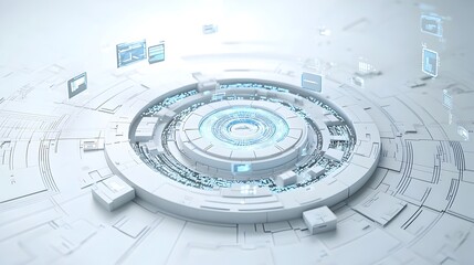 Poster - Futuristic polygonal tech design with complex geometric shapes symbolizing the intersection of big data and advanced technology in a 3D rendered conceptual The abstract background features a digital