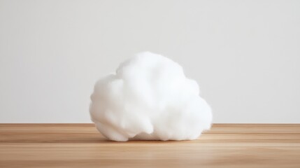 Poster - soft cotton cloud on wooden surface