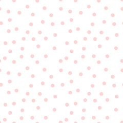Wall Mural - pink cute pastel dots seamless pattern. simple classical dotted background. bright pink fabric desig