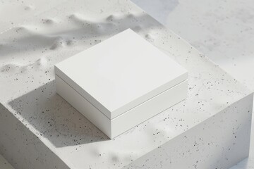 White closed jewelry box mockup pottery.