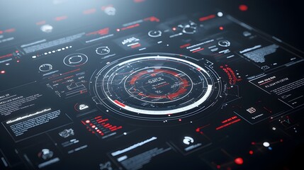 Fototapete - Virtual Business Intelligence Dashboard with Abstract Technology Visuals and 3D Data Rendering Offering Deep Insights and Analysis to Support Informed Corporate Decision Making