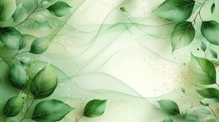 Poster - A tranquil green backdrop with delicate abstract elements, designed to enhance the beauty of overlay text, perfect for invitations, presentations, or marketing materials.