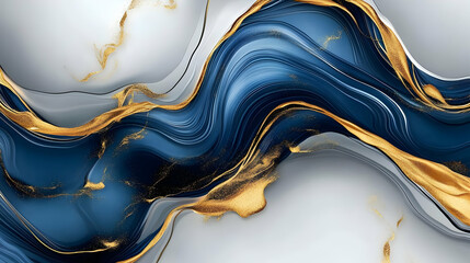 Sticker - Abstract Blue and Gold Swirls Illustration