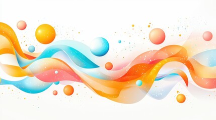 Poster - An abstract cosmic landscape with planets, stars, and galaxies in gentle pastel hues, flowing through space.