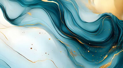 Sticker - Abstract Blue and Gold Swirl Background