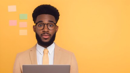 Aufkleber - Focused African American Businesswoman Deeply Engaged in Financial Analysis Reviewing Vibrant Charts and Data on Her Laptop in a Quiet Modern Office Space