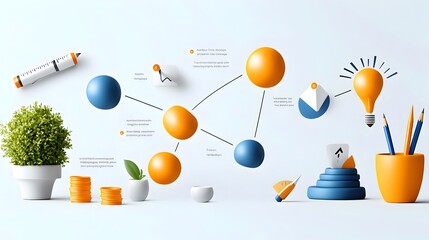 Aufkleber - Captivating Contemporary Art Style Workflow Infographic Displaying a Step by Step Representation of Business Processes Teamwork Planning and Systematic Execution for Optimal Productivity and Success