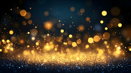 Sticker - Abstract Background with Golden Glitter and Bokeh Lights