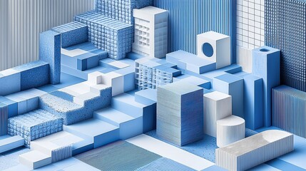 Poster - Minimalistic vector design in light blue with soft gradients and clean geometric shapes, perfect for digital media.