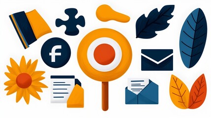 Aufkleber - Doodle business office icon set with hand drawn elements like target puzzle teamwork and finance perfect for career and strategy visuals  Conceptual for company workplace management and planning