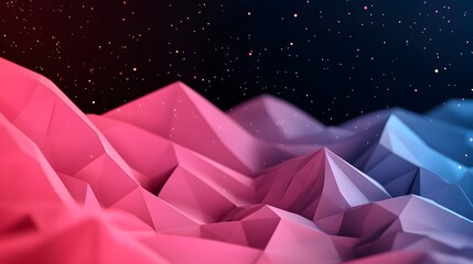 Poster - Futuristic 3D polygonal mesh with glowing sparkles digital abstract background for landing pages tech visuals and creative designs  Colorful vivid and innovative digital art with a clean elegant