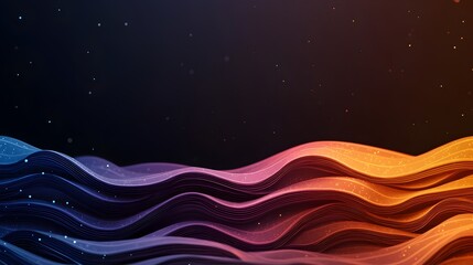 Poster - Glowing Digital Landscape with Flowing Data Lines and Luminous Dots Representing the Abstract Interconnected Nature of Generative Intelligence on a Dark Futuristic Background