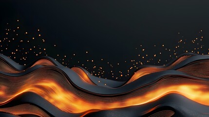 Aufkleber - Flowing Digital Landscape with Glowing Dots   Abstract 3D Representation of Generative Intelligence on a Dark Background  Futuristic Digital Art
