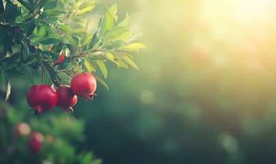 Pomegranate tree close-up, Generative AI