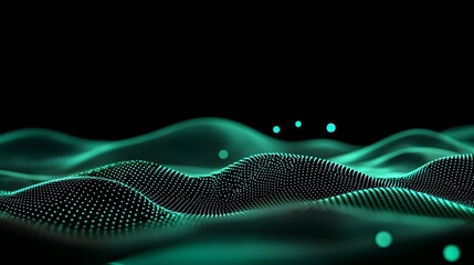 Poster - Futuristic digital landscape with glowing dots and interconnected lines representing the complex and dynamic nature of generative and the abstract flow of data