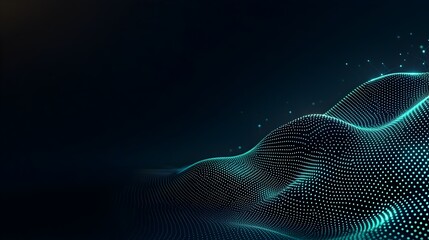 Poster - Futuristic digital landscape with glowing dots and interconnected lines representing the flow of data and the power of generative on a dark technological backdrop  This abstract