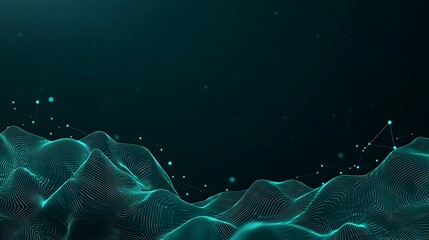 Aufkleber - Futuristic digital landscape with glowing dots and connected lines representing the abstract data flow and generative technology on a dark backdrop