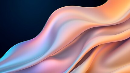 Fototapete - Captivating dynamic 3D abstract shape with an iridescent surface set against a dark background radiating vibrant hues and a soft mesmerizing glow