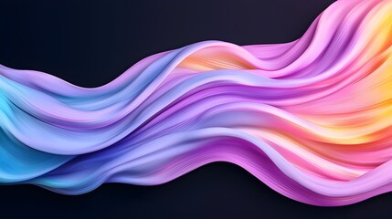 Poster - Mesmerizing iridescent abstract 3D design with shimmering smooth curves flowing organic shapes and a rich dark background that creates a captivating visual experience