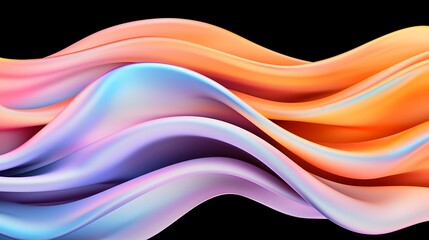 Poster - Mesmerizing glossy 3D shape with an iridescent finish highlighted against a deep black background creating a modern abstract and geometric composition