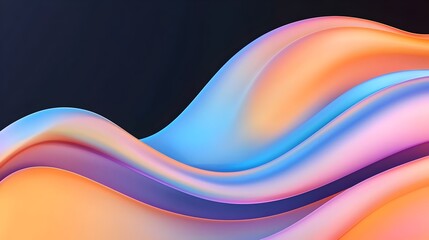 Poster - Mesmerizing abstract digital artwork featuring a flowing shimmering 3D iridescent form with vibrant colors and smooth texture set against a rich dark background for a captivating ethereal look