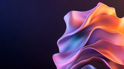 Leinwandbilder - Minimalist 3D abstract figure with shimmering iridescence floating in a dark space with elegant light play and gradient hues  The captivating composition creates a serene mysterious