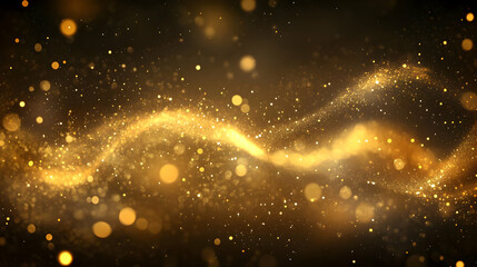 Sticker - Abstract Background with Golden Glittering Particles and Bokeh