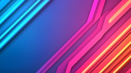 Poster - Glowing neon futuristic abstract background with intricate geometric patterns and sleek digital elements blending techno inspired design with a high tech minimalist atmosphere
