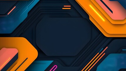 Poster - Captivating abstract background featuring a futuristic digital landscape with intricate geometric neon lighting and dynamic waveform patterns creating a mesmerizing and visually striking scene