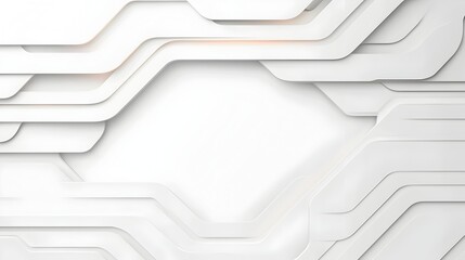 Poster - Clean white futuristic backdrop with overlapping layers glowing edges and sleek abstract forms creating a high tech modern and minimalist aesthetic perfect for digital art graphic design