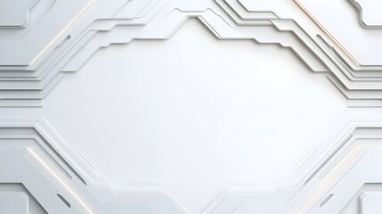 Poster - Sleek and futuristic digital backdrop featuring clean white layers with overlapping edges that glow and shine creating a dynamic high tech and modern visual aesthetic