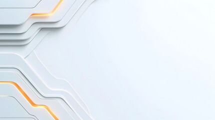 Fototapete - Elegant futuristic white geometric backdrop with glowing accents and soft shadows creating a clean and minimalist sci fi inspired digital design