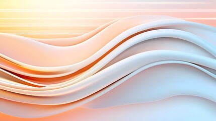 Poster - Smooth wavy glass shapes with flowing curves and translucent textures set against a futuristic backdrop of glowing lines and soft shadows creating an elegant and ethereal digital artwork