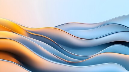 Poster - Mesmerizing Wavy Glass Surfaces with Smooth Flowing Reflections and Glowing Accents   A Futuristic and Captivating Digital Art Background