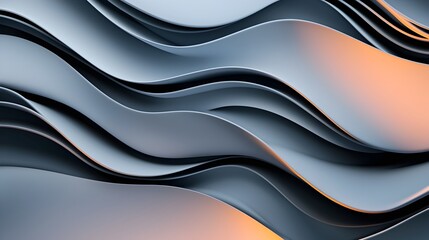 Aufkleber - Captivating abstract design with wavy glass like surfaces soft reflections and dynamic flowing forms creating a futuristic and ethereal background with glowing accents and smooth transitions