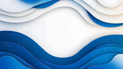 Poster - Striking abstract design featuring a clean white and blue background with flowing geometric shapes soft blue gradients and glowing accents for a sleek futuristic visual style