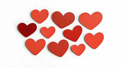 Aufkleber - Vibrant Red Heart Sticker Collection with Diverse Shapes and Finishes Isolated on a Crisp White Background for a Clean and Minimalistic Display