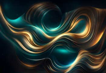 Poster - Abstract swirling lines of gold and teal create a dynamic and visually appealing background.